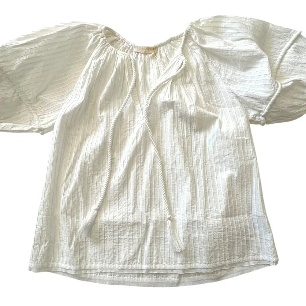 Ulla Johnson White‎ Cotton Laurenza Blouse, puff sleeves, Size 0, New with Tag